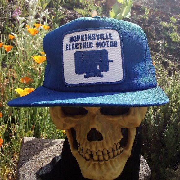 Deadstock Vintage Hopkinsville Electric Motor Patch Snap Back Trucker Hat - Picture 1 of 6